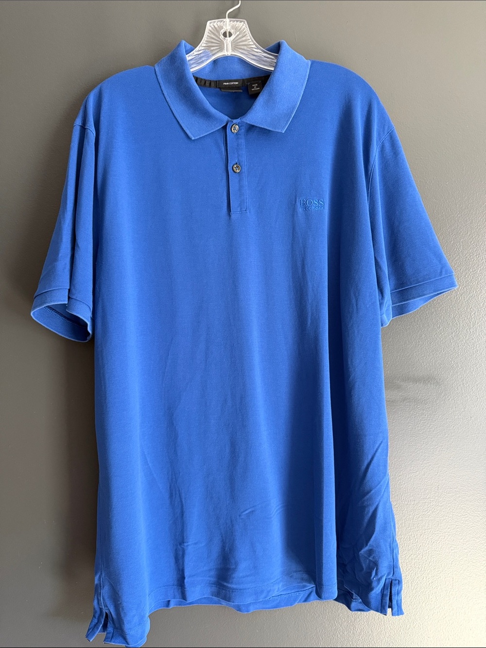 Hugo Boss Blue Polo with Subtle Embroidered Logo